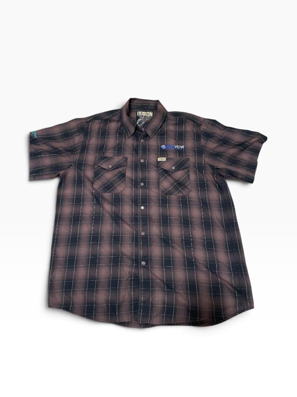Dixxon Flannel Co. Calico Plaid Bamboo Blend Pearl Snap S/S Shirt Men's Sz XL